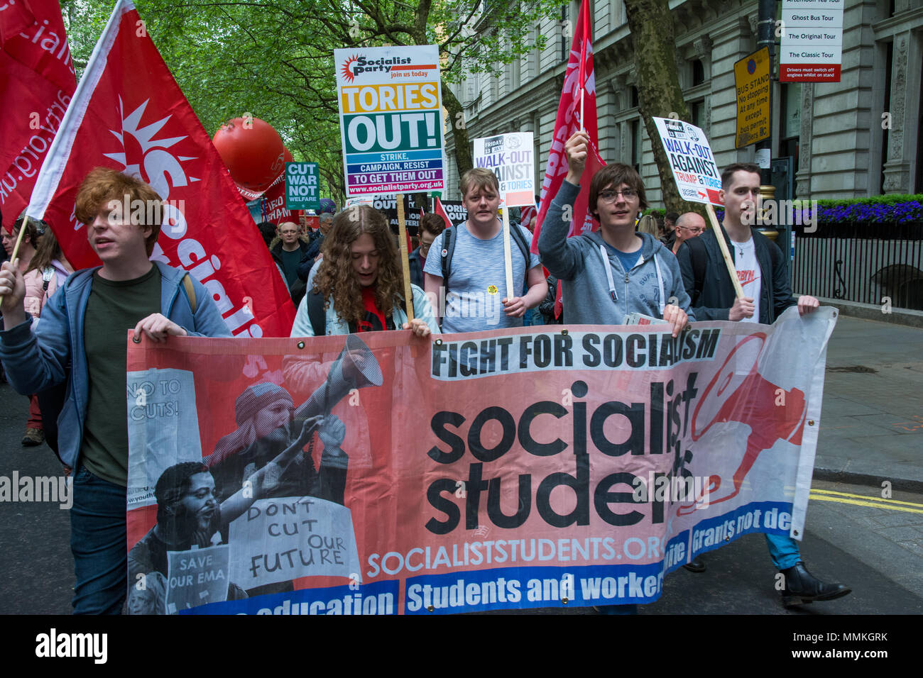 London, UK. 12th May, 2018. TUC March and Rally. Thousands march through London to demand 'A New Deal for Working People' in this demonstration organised by the Trades Union Congress. Marchers formed up at Victoria Embankment and marched to their rally in Hyde Park.  Credit: Stephen Bell/Alamy Live News Stock Photo