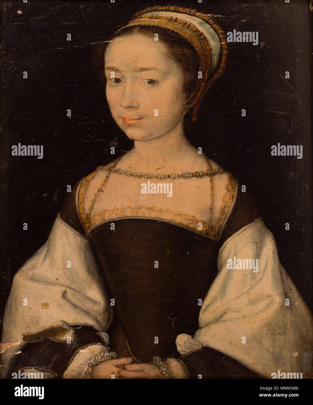 . Français : Portrait d'une jeune inconnue, 1536. Huile sur bois ...