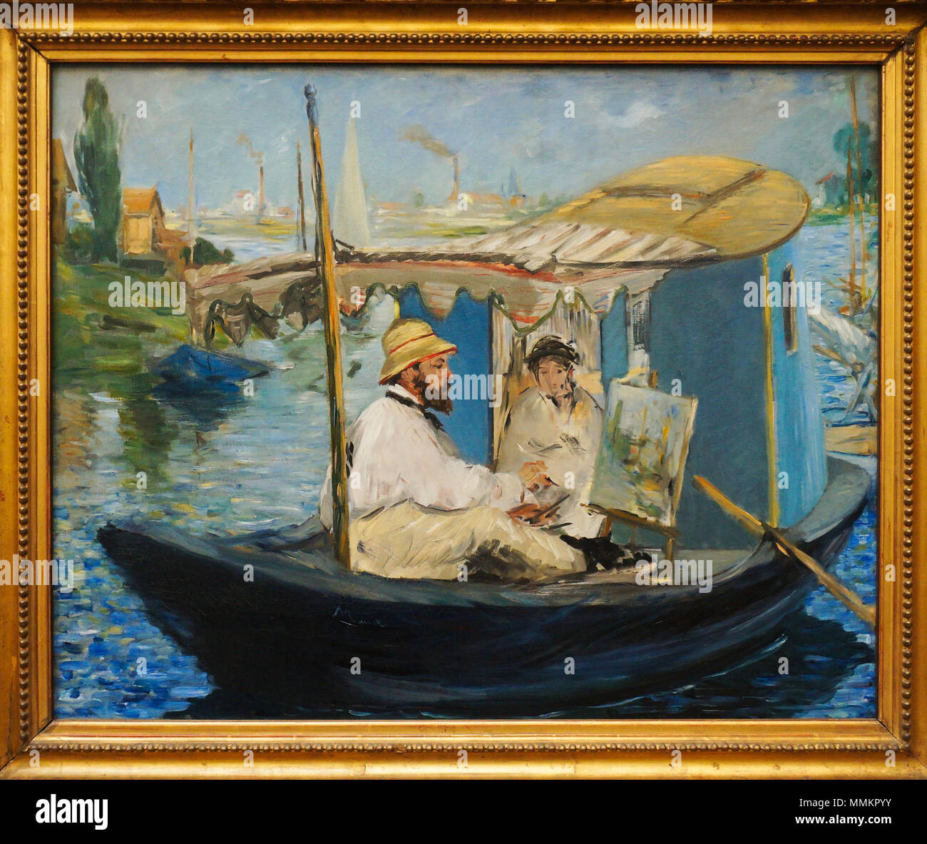 Edouard Manet.- Monet peignant sur son atelier-bâteau Stock Photo
