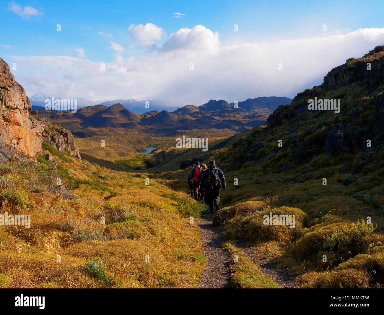 Hiking in Torres del Paine National Park, Patagonia, Chile Stock Photo