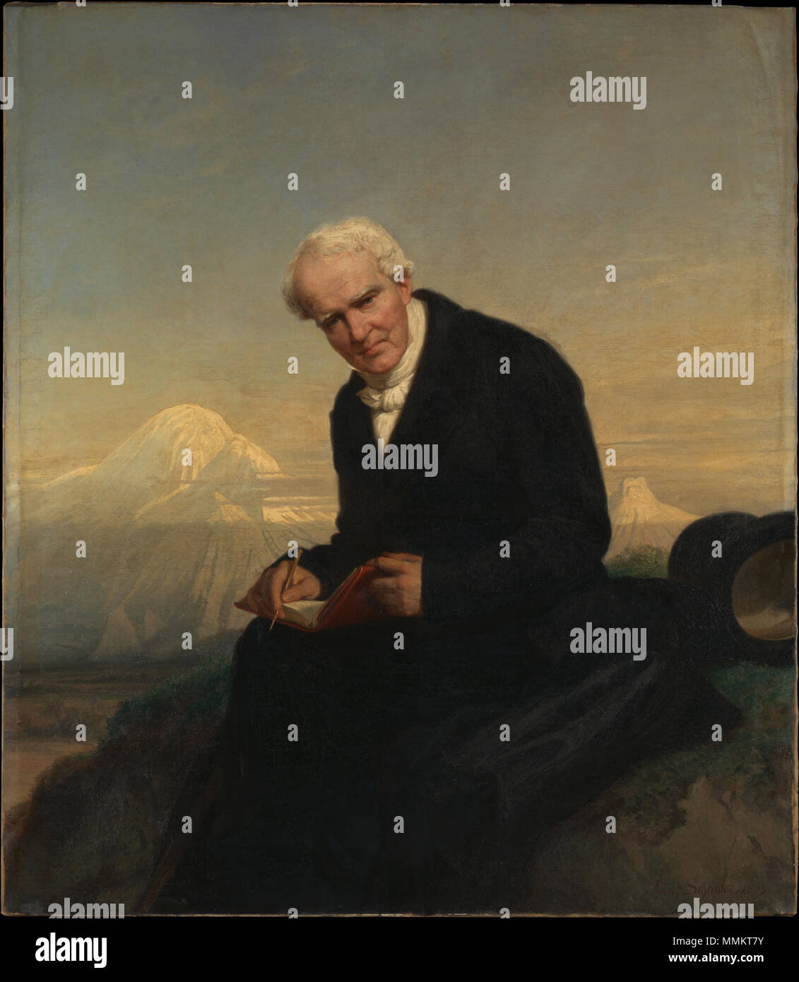 . Depicted person: Alexander von Humboldt  Baron Alexander von Humboldt (1769–1859). 1859. Humboldt Stock Photo