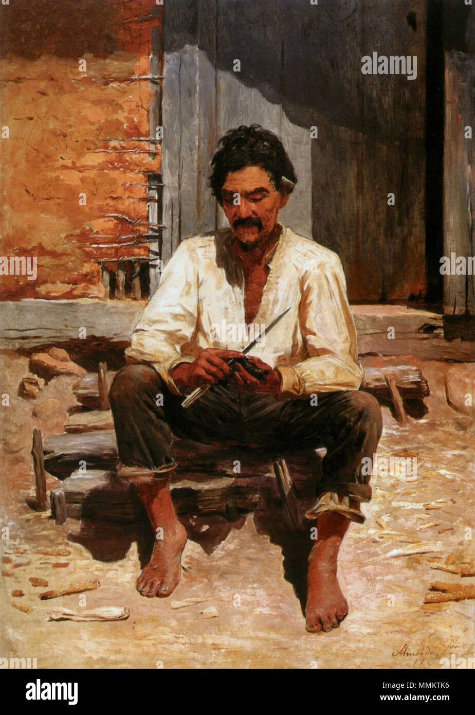 Almeida Júnior - Caipira Picando Fumo (Estudo, 1893) Stock Photo