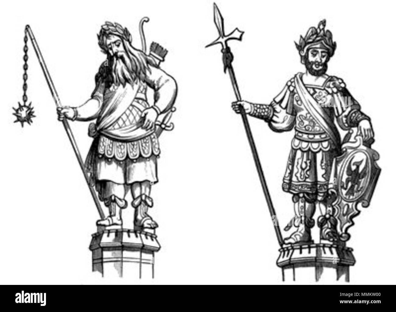 . English: Gog and Magog. The Giants in the Guildhall of London  . 27 January 2012, 14:18:35. Frederick William Fairholt (1814 – 3 April 1866) Gog and Magog Stock Photo