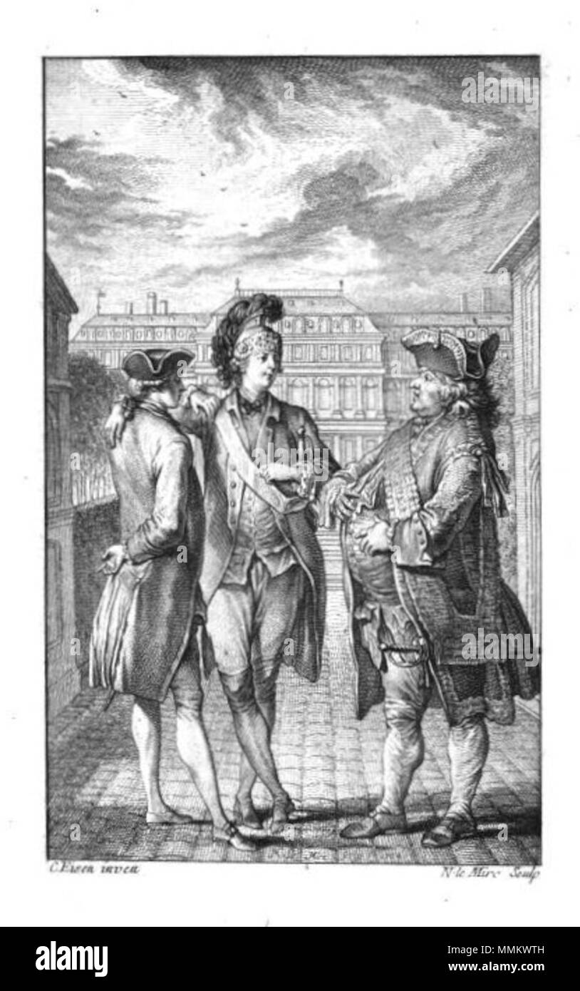 . Français : Claude-Joseph Dorat (à gauche) et Alexandre-Frédéric-Jacques Masson de Pezay, en uniforme de dragon (au centre)  . 1764.   Charles-Dominique-Joseph Eisen  (1720–1778)     Alternative names Charles-Dominique-Joseph Eisen  Description French painter, engraver and draughtsman son of Frans Eisen  Date of birth/death 17 August 1720 4 January 1778  Location of birth/death Valenciennes Brussels  Work location Paris, Brussels  Authority control  : Q2744998 VIAF:?29533491 ISNI:?0000 0001 2125 7903 ULAN:?500024830 LCCN:?n85134074 NLA:?36591545 WorldCat Dorat pezay Stock Photo