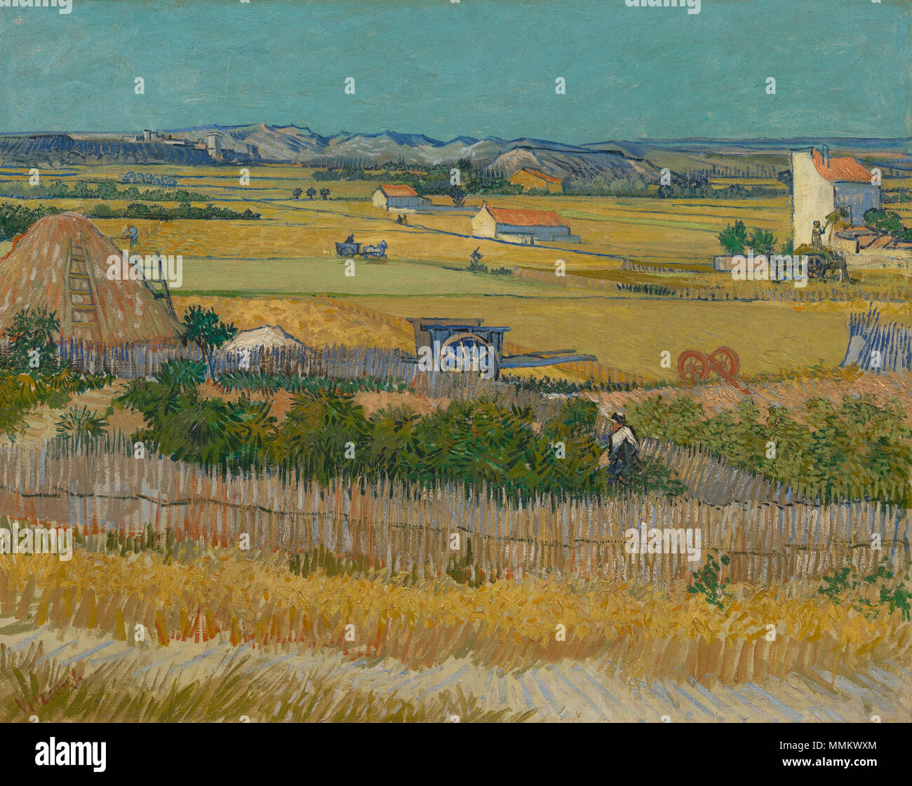 .  English: Painting by Vincent van Gogh, 1888 Nederlands: Schilderij van Vincent van Gogh, 1888  English: The Harvest Nederlands: De oogst . 1888. De oogst - s0030V1962 - Van Gogh Museum Stock Photo