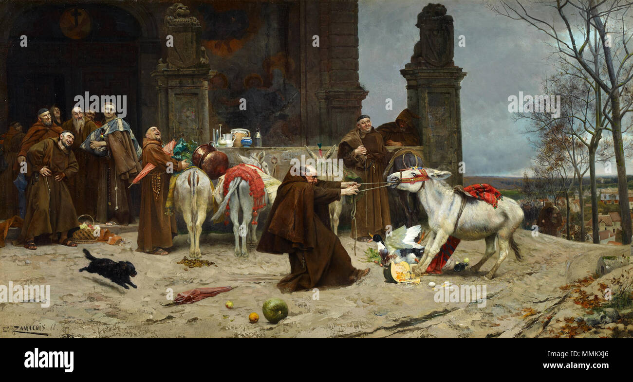 EDUARDO ZAMACOIS Y ZABALA - Regreso al Convento (Museo Carmen Thyssen, Málaga, 1868. Óleo sobre lienzo, 54.5 x 100.5 cm) Stock Photo