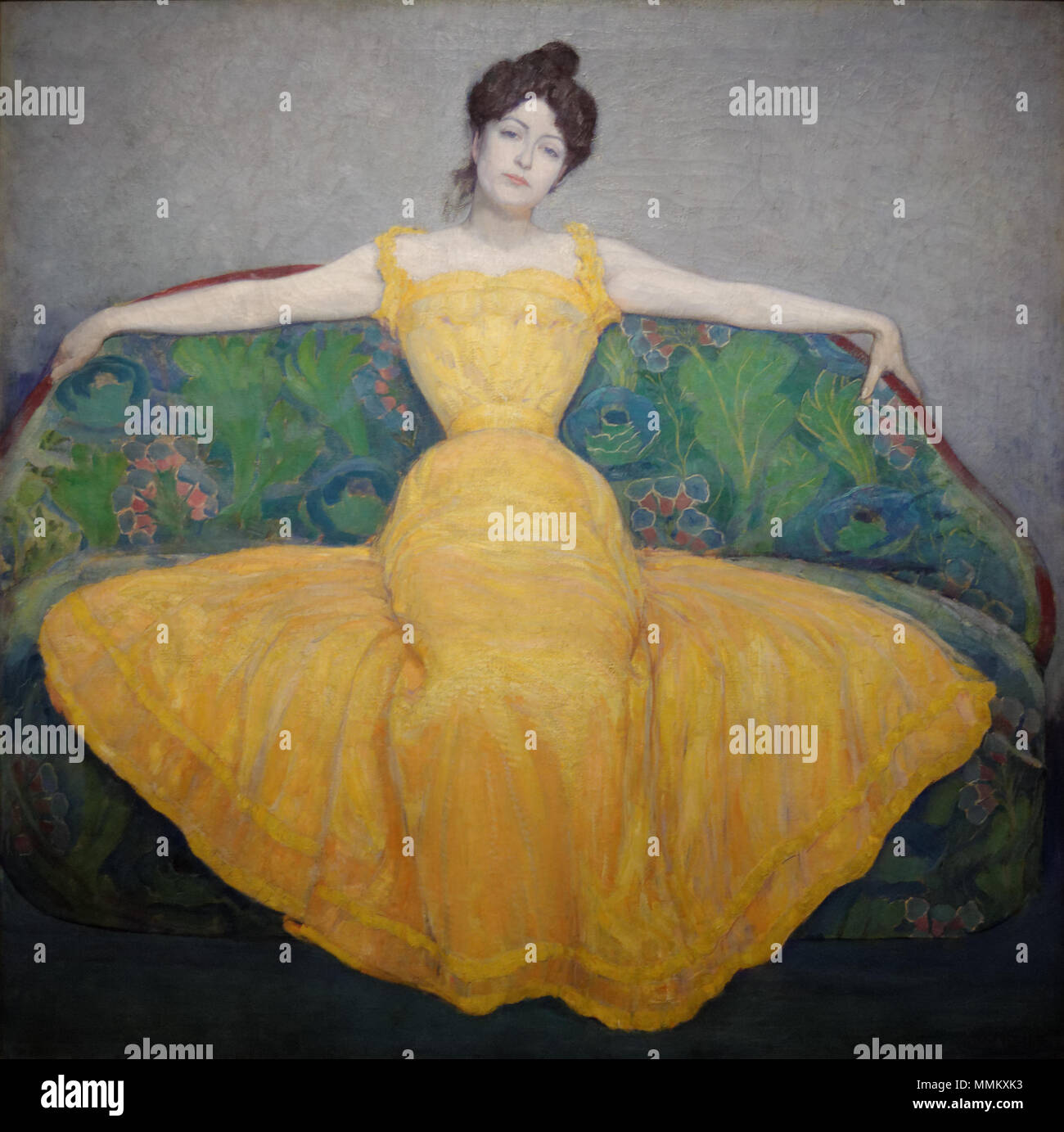 Woman in a yellow dress. 1907. Dame in Gelb Max Kurzweil 1907 Stock Photo -  Alamy