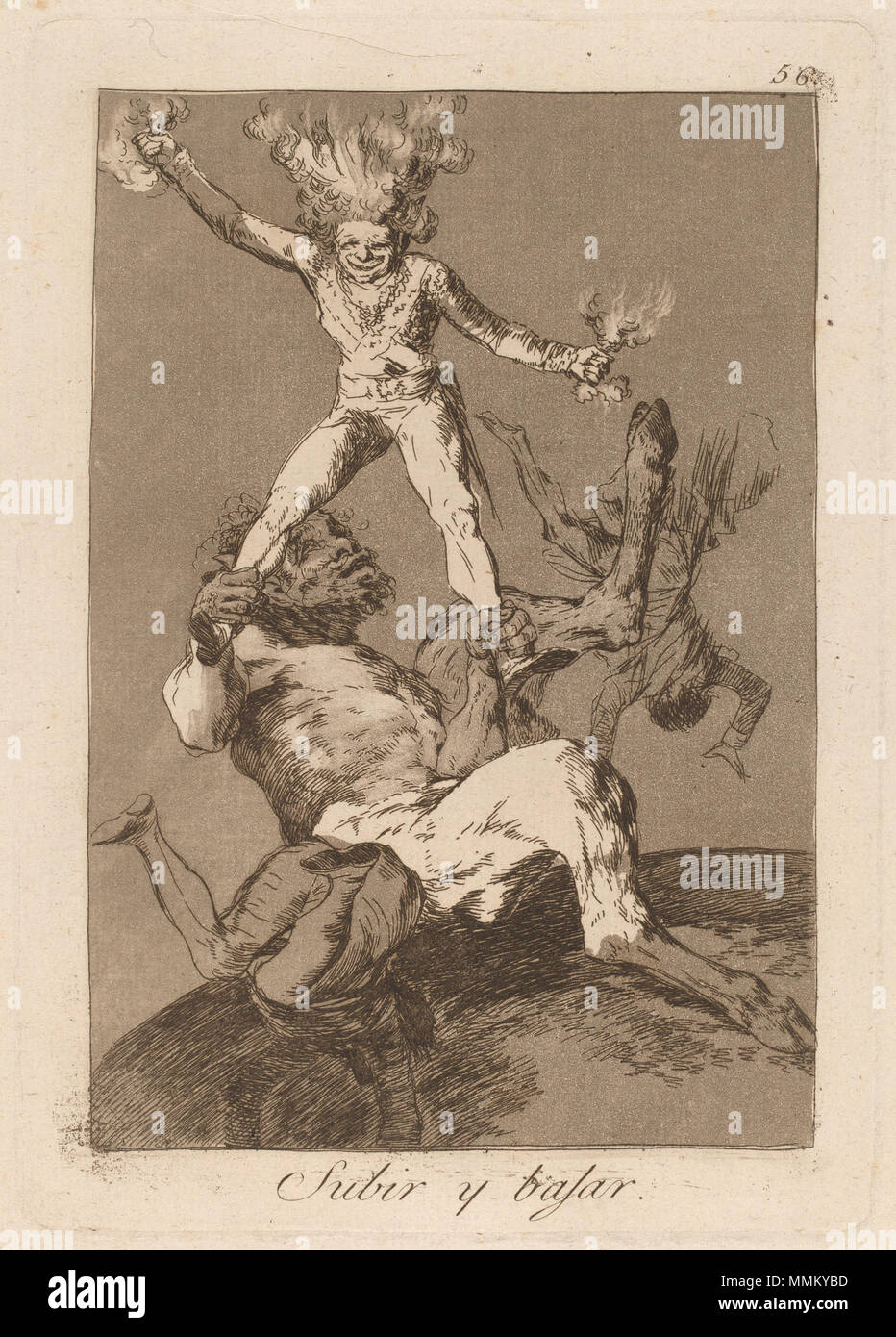 Francisco de Goya, Los caprichos: Subir y bajar, Spanish, 1746 - 1828, published 1799, etching and burnished aquatint on laid paper, Gift of Ruth B. Benedict Goya - Los caprichos - Subir y bajar Stock Photo