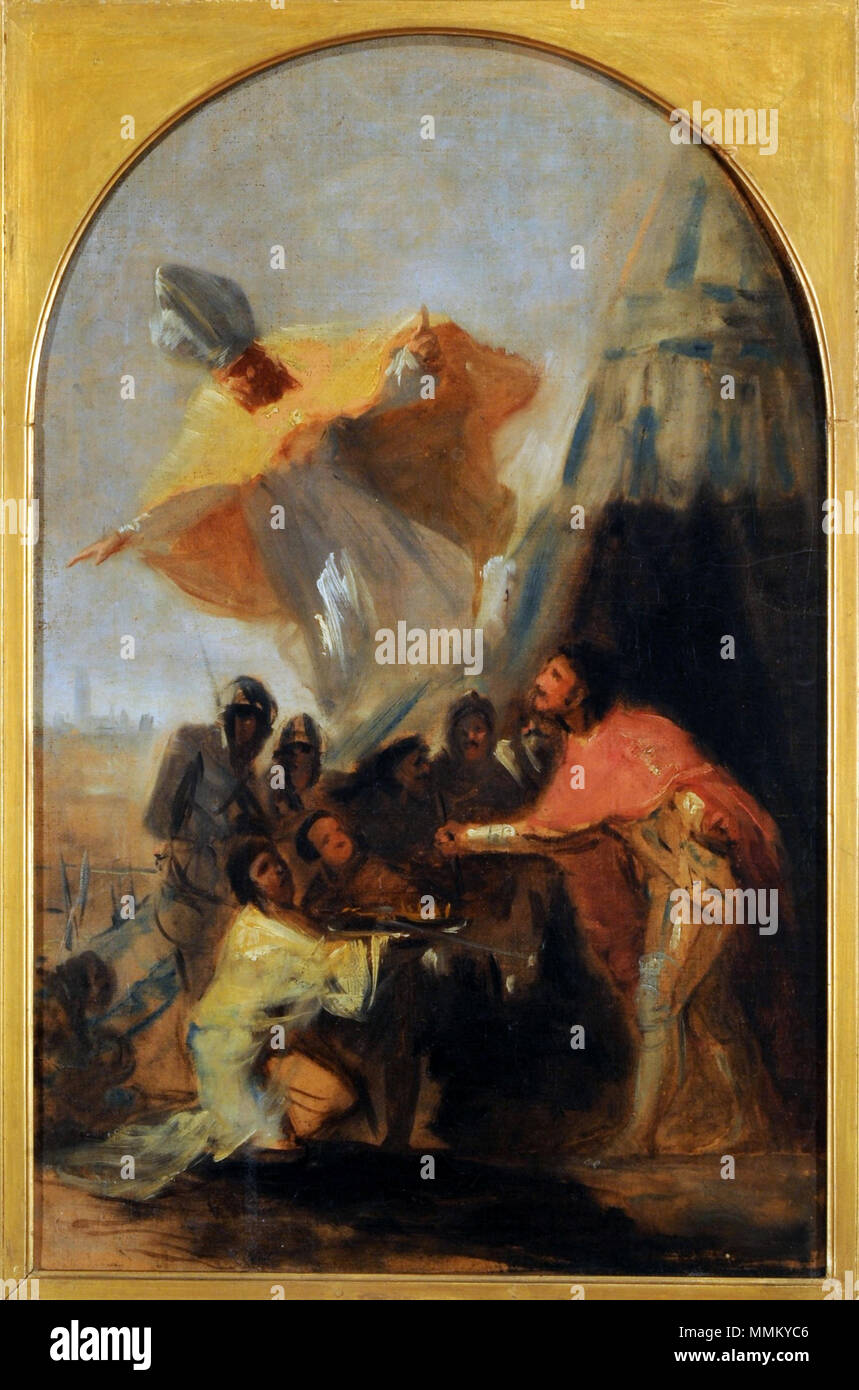 Francisco de Goya - Aparición de San Isidoro al Rey Fernando III El Santo, ante los muros de Sevilla Stock Photo