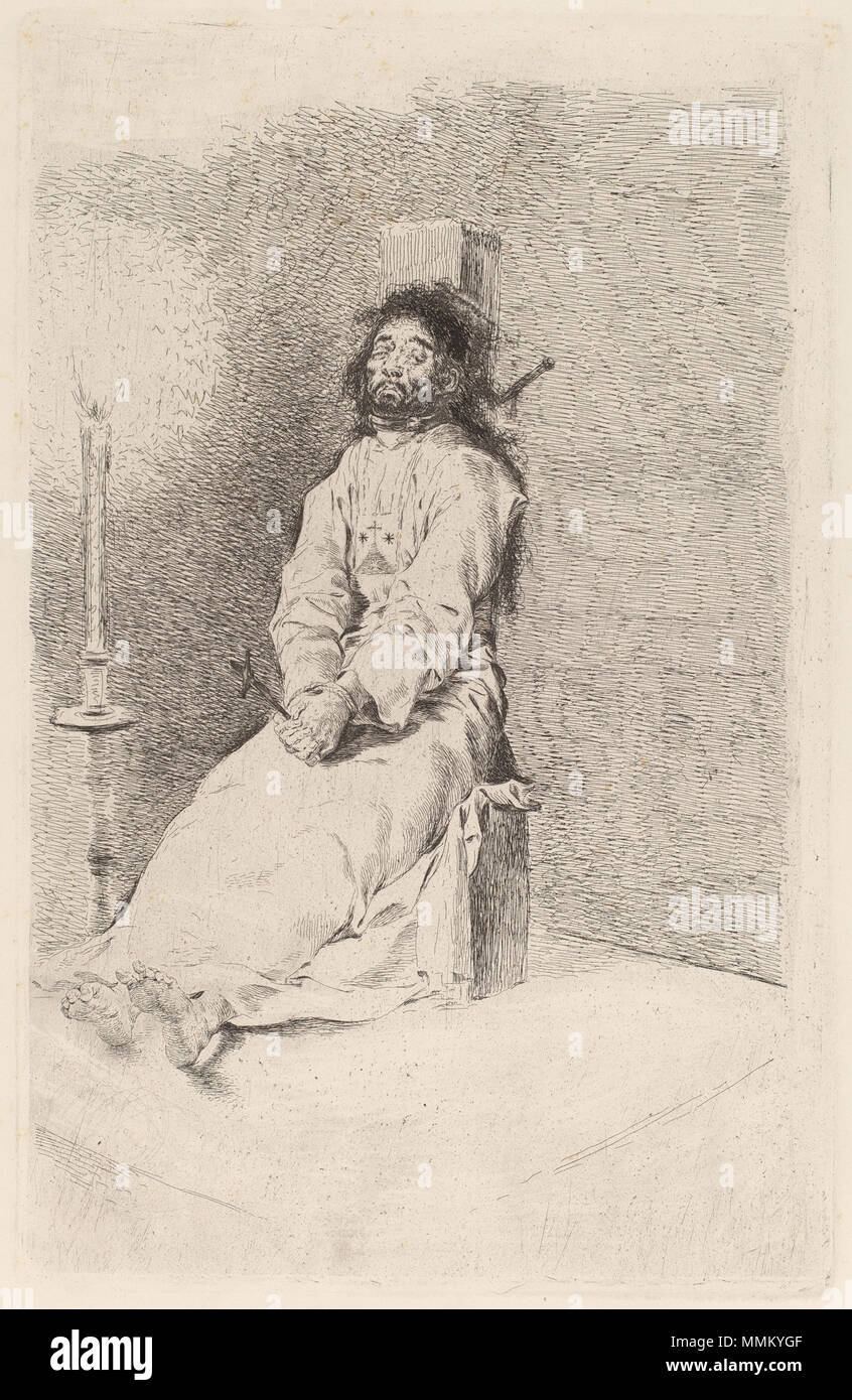 Francisco de Goya, The Garroted Man, Spanish, 1746 - 1828, in or before 1780, etching and (burin?) on smooth wove paper [second edition impression printed about 1830], Rosenwald Collection Goya - The Garroted Man Stock Photo