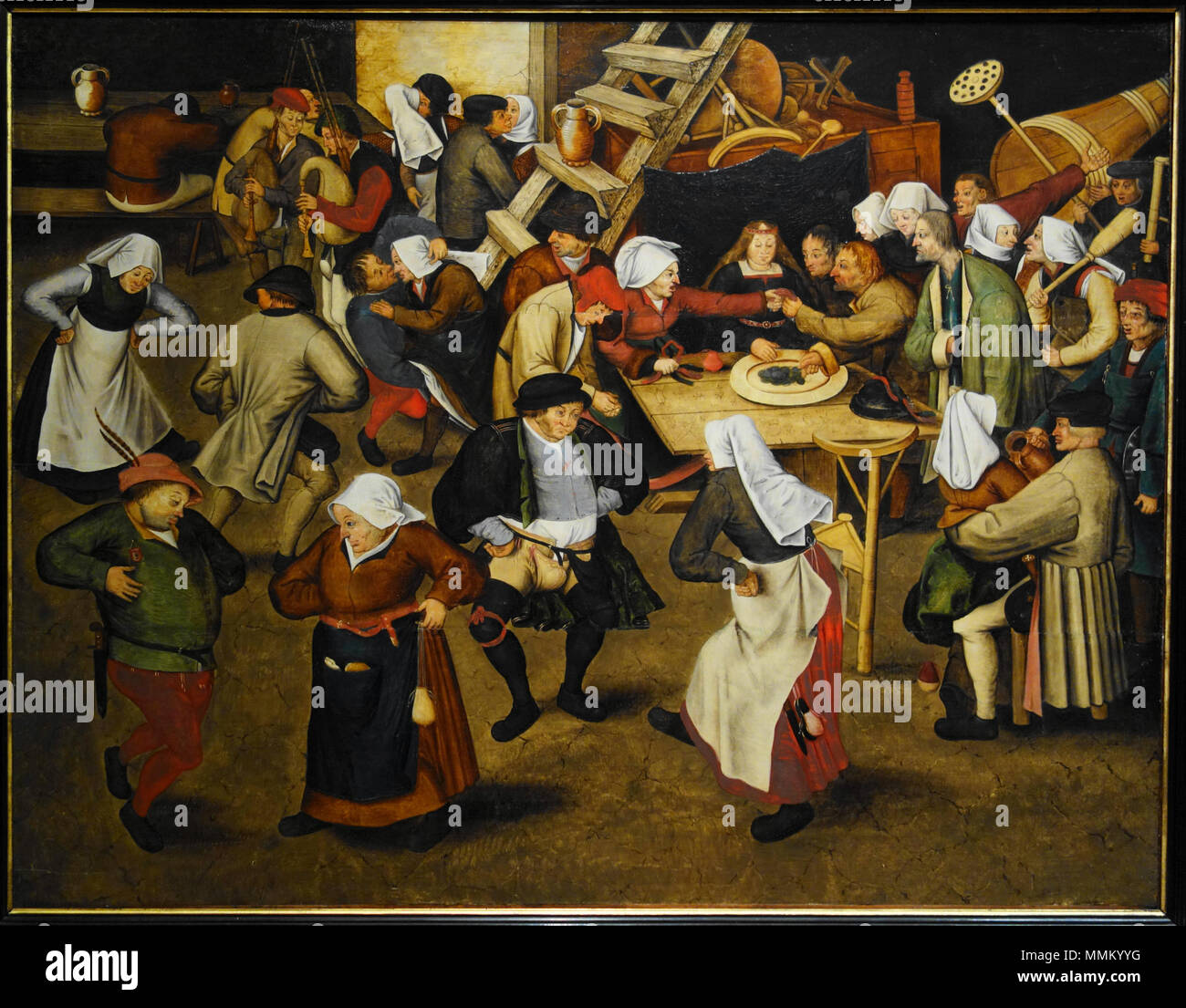Peasant Wedding. 1620. Brueghel the Younger's wedding dance in a barn Stock Photo