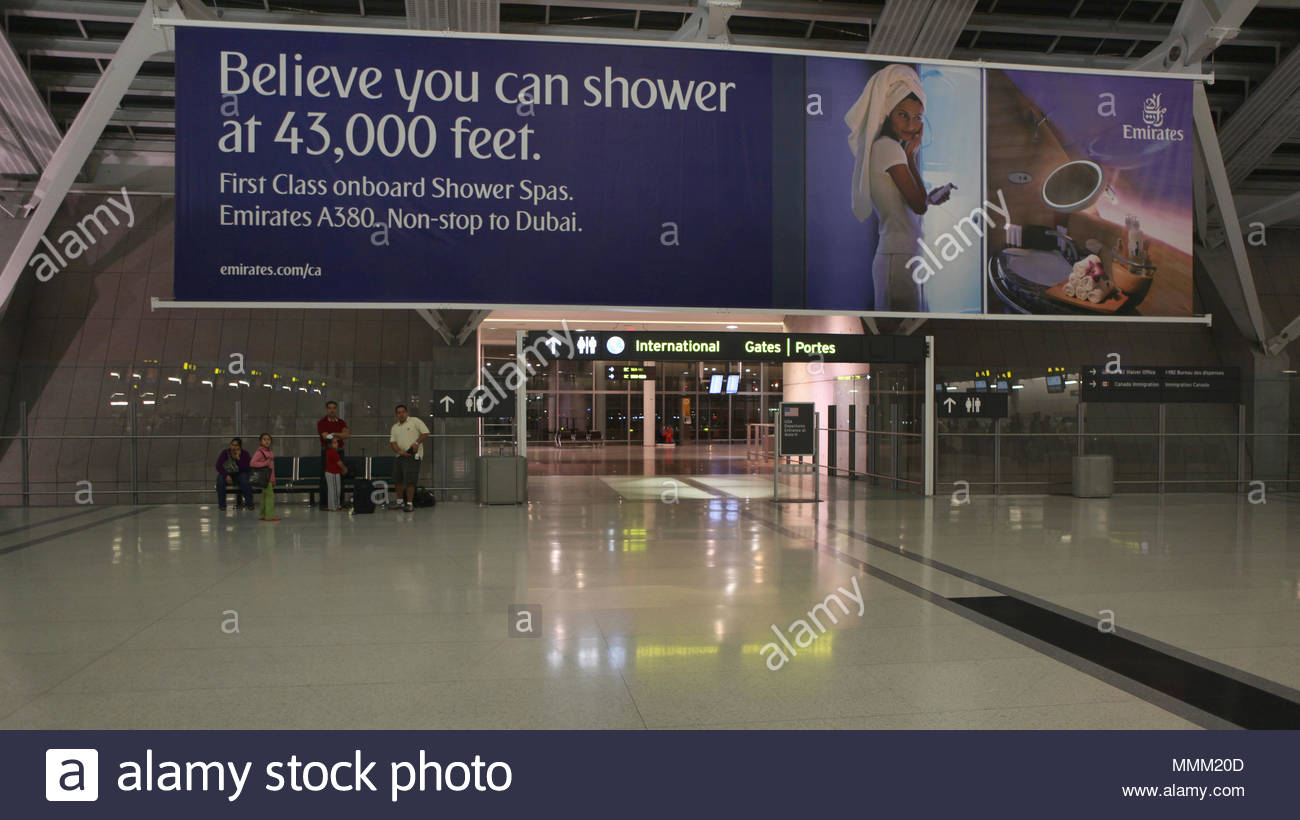 Large Banner Advertising The Emirates A380 Airplane In Toronto S