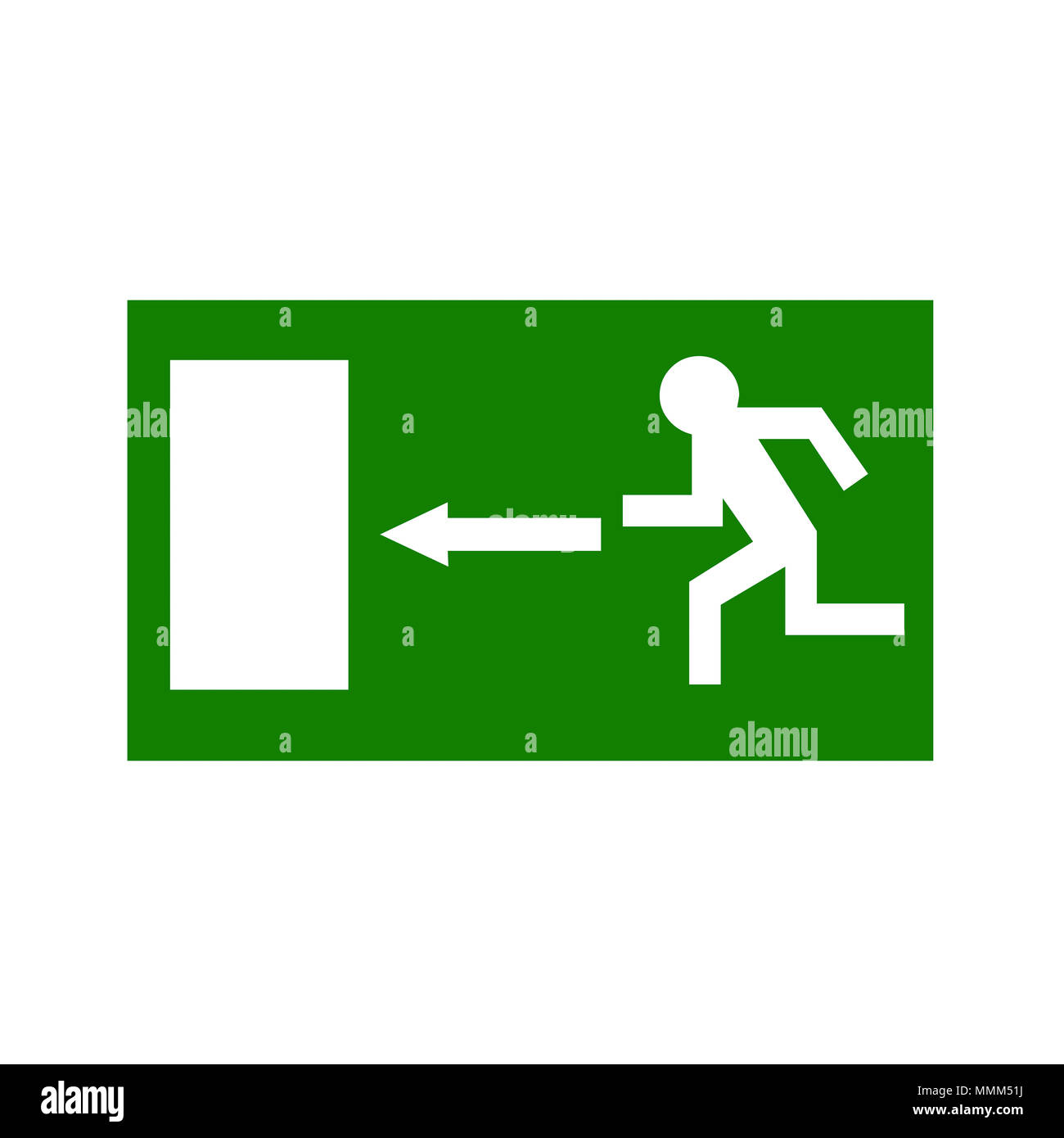 Green emergency exit sign Stock Photo