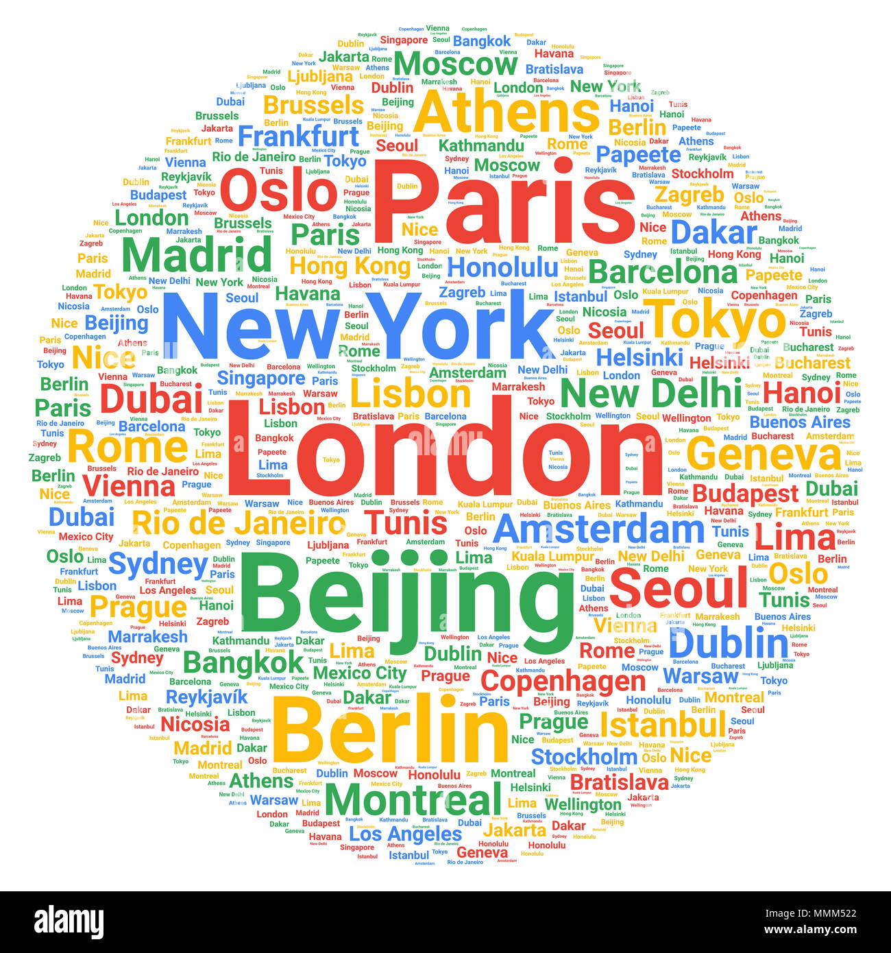 Travel cities destinations word cloud concept Stock Photo
