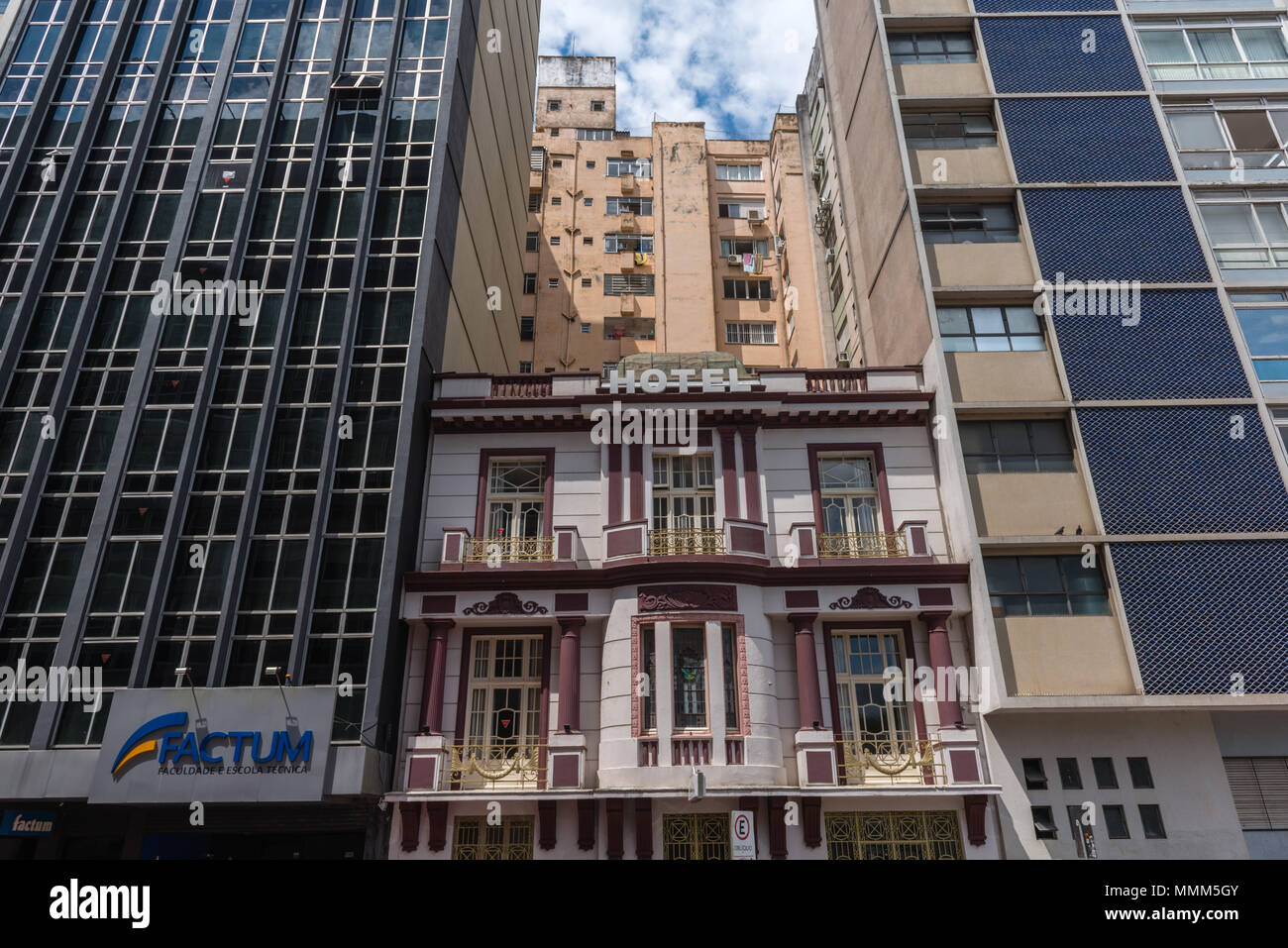 A colonial Hotel buildings, multi-storey buildings, Porto Alegre, Rio Grande do Sul, Brazil, Latin America Stock Photo