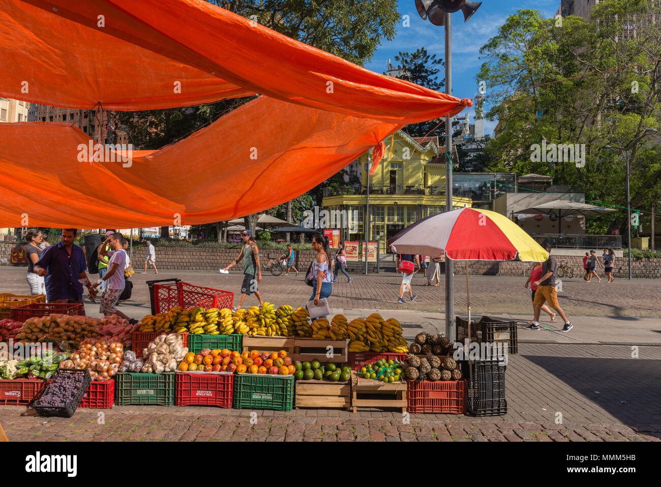 Daily market  in the centre of Porto Alegre, Rio Grande do Sul, Brazil, Latin America Stock Photo