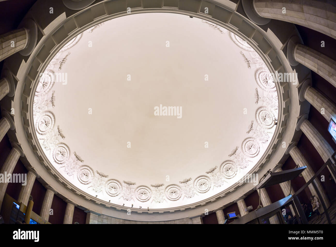 Curved Skylight Glass Roof or Ceiling of Dome with Geometric Structure Steel in Modern Contemporary Architecture Stock Photo