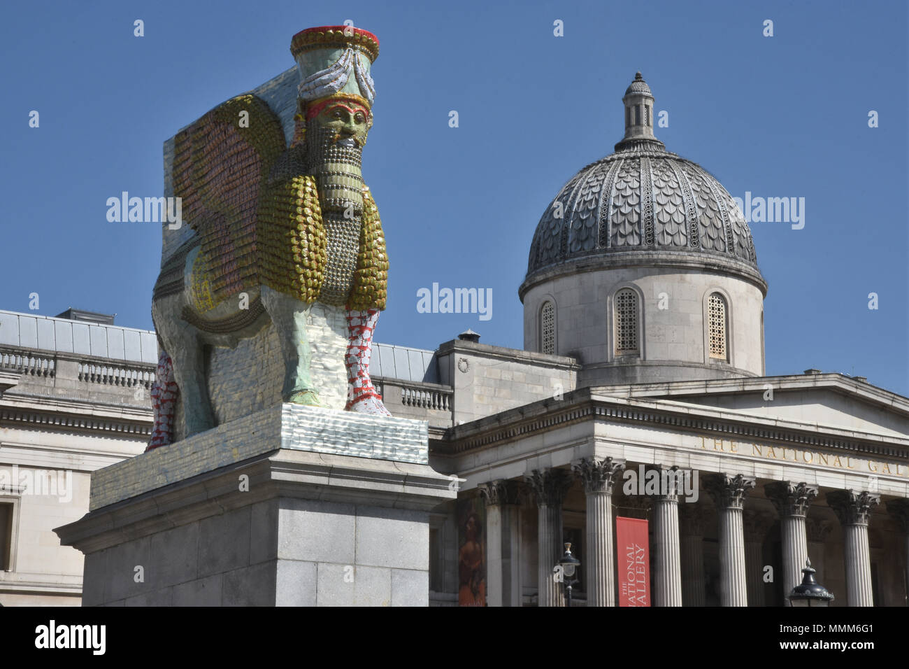 'The Invisible Enemy Should Not Exist'sculpture on the fourth plinth by Michael Rakowitz,Trafalgar Square,London.UK Stock Photo