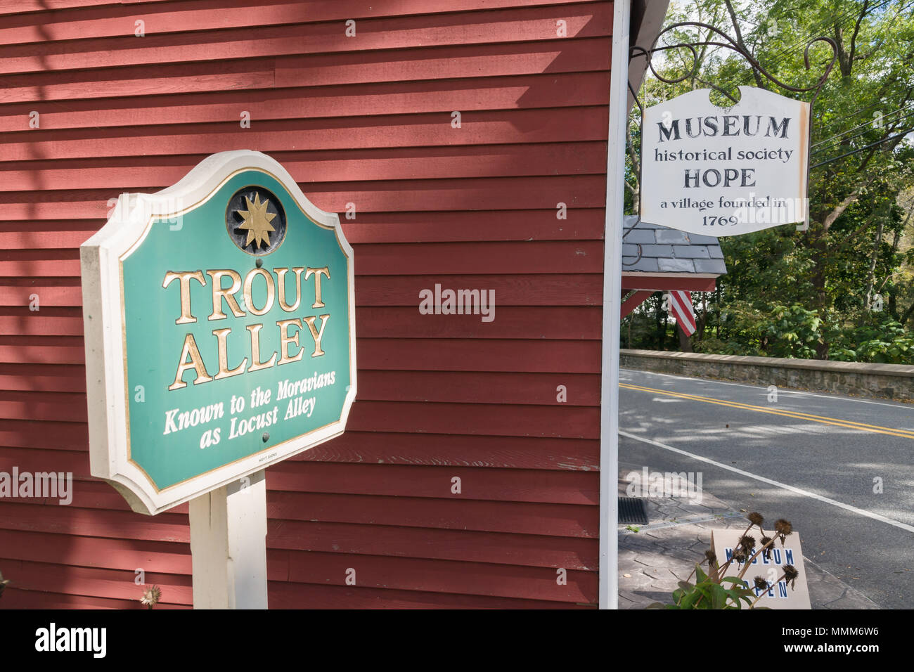 Trout Alley and the historical society Museum in the old Moravian