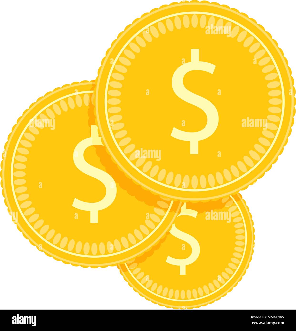 Financial investment golden coins. Money financial currency, finance coin golden. Vector illustration Stock Vector