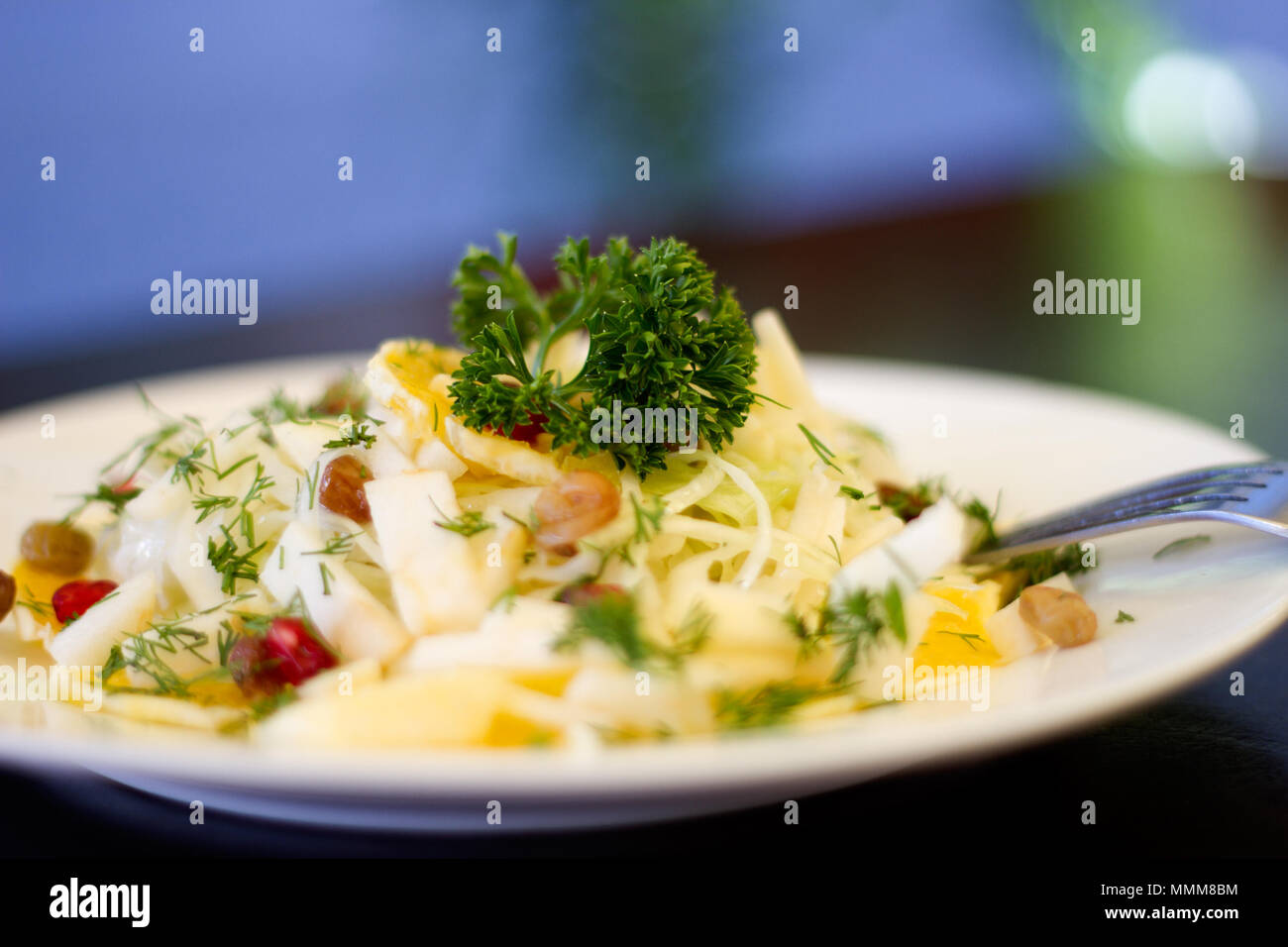Mixed vegetables on  a plate against dark background Stock Photo