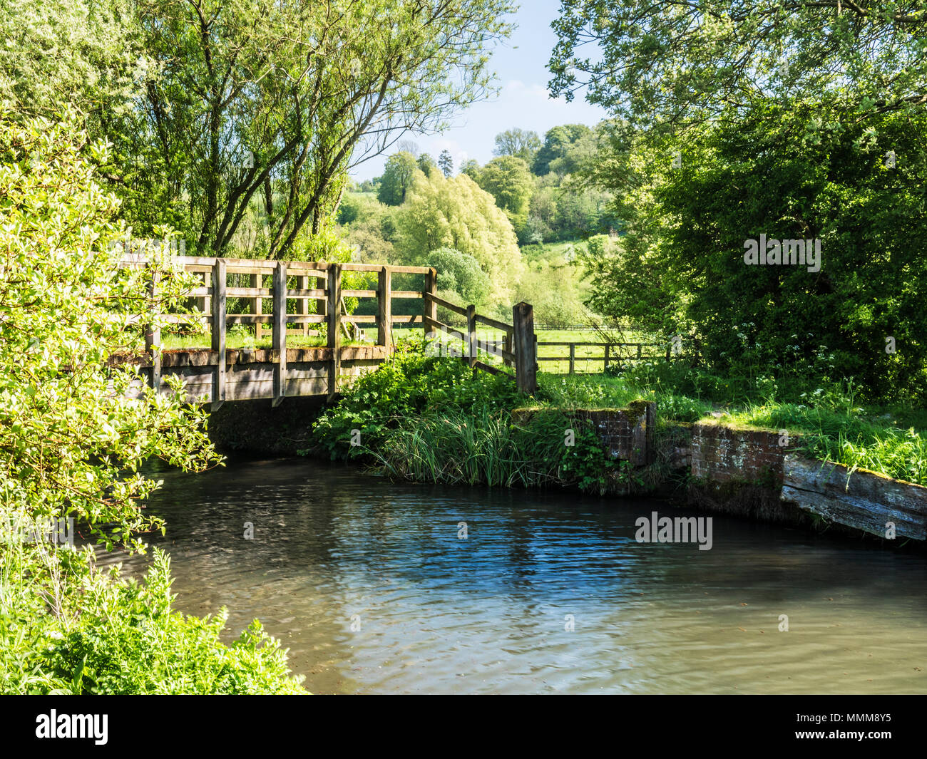 A sunny Spring day along the River Kennet in Wiltshire. Stock Photo