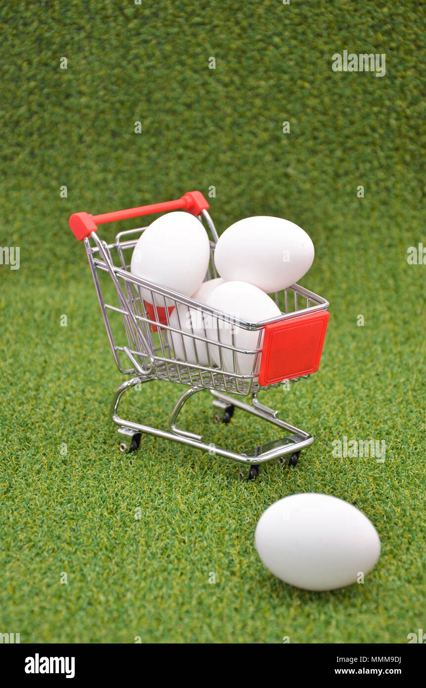 shopping cart with eggs Stock Photo