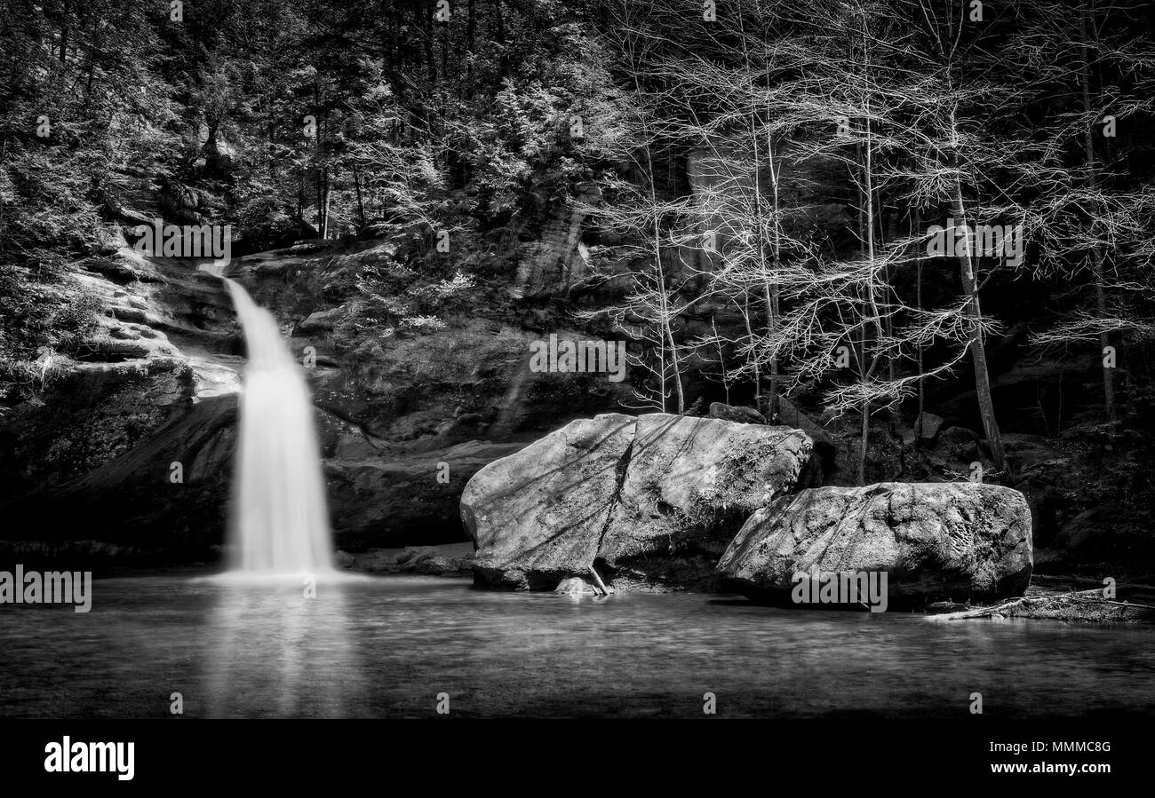 Lower Falls At Old Man S Cave In Hocking Hills Ohio In Black And Lower Falls At Old Man S Cave In Hocking Hills Ohio In Black And