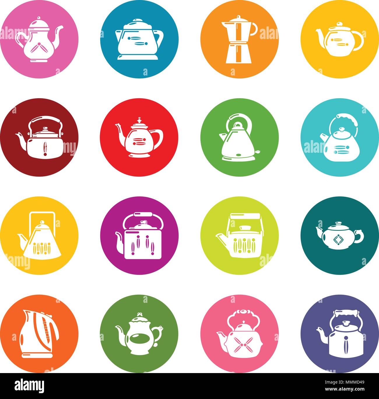 Teapot icons set colorful circles vector Stock Vector Image & Art - Alamy