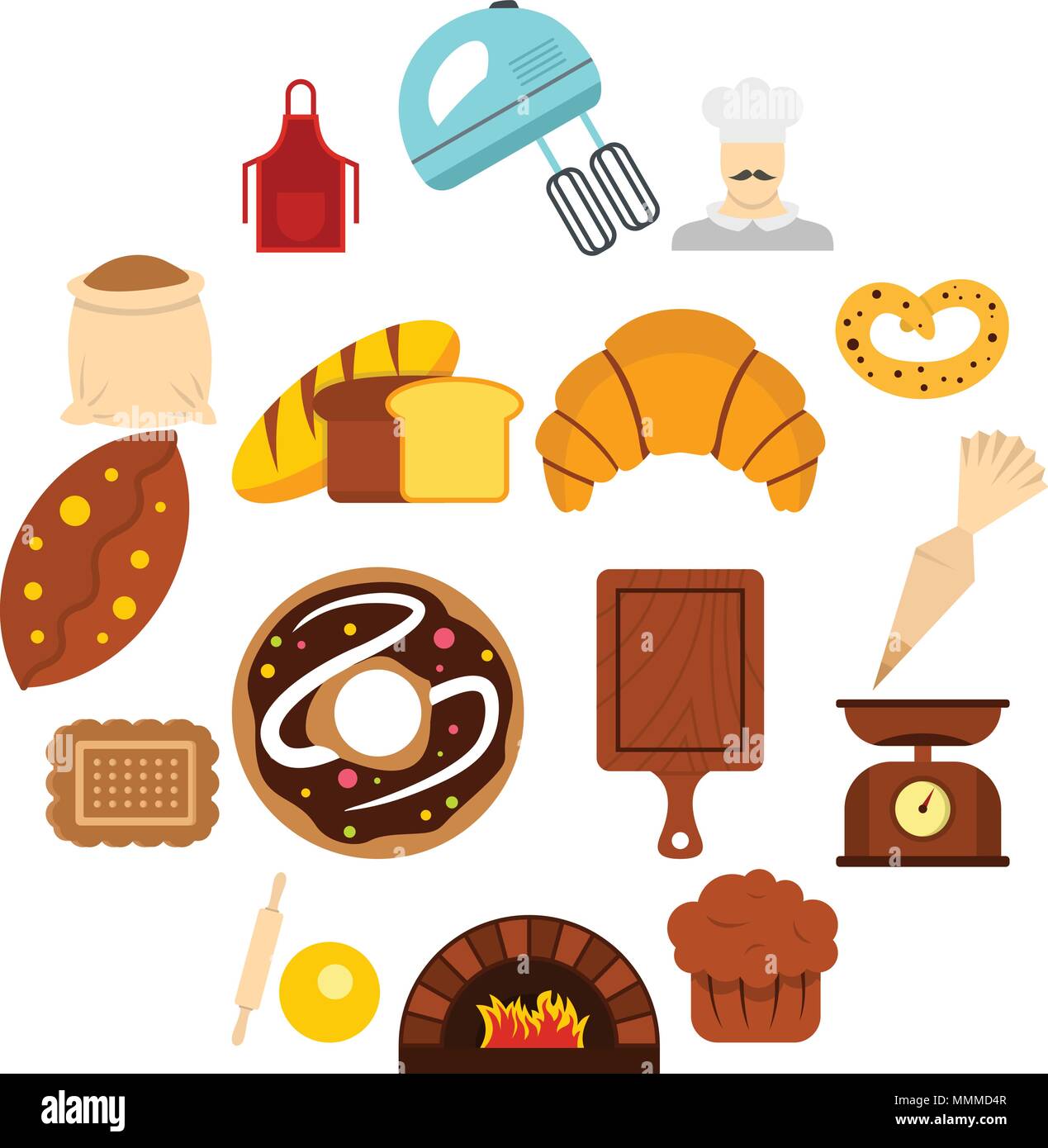 Bakery set flat icons Stock Vector Image & Art - Alamy