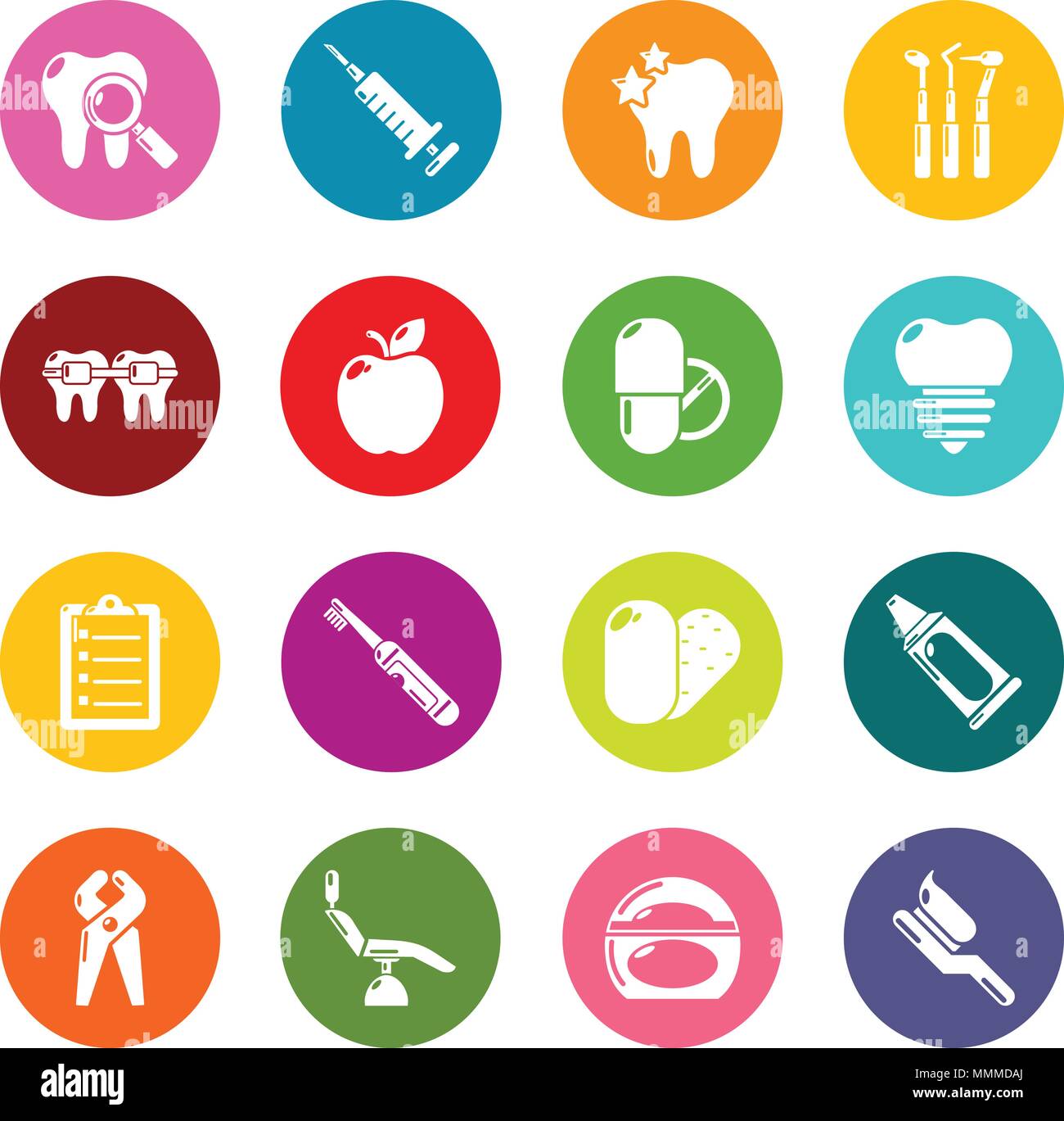 Stomatology dental icons set colorful circles vector Stock Vector Image ...