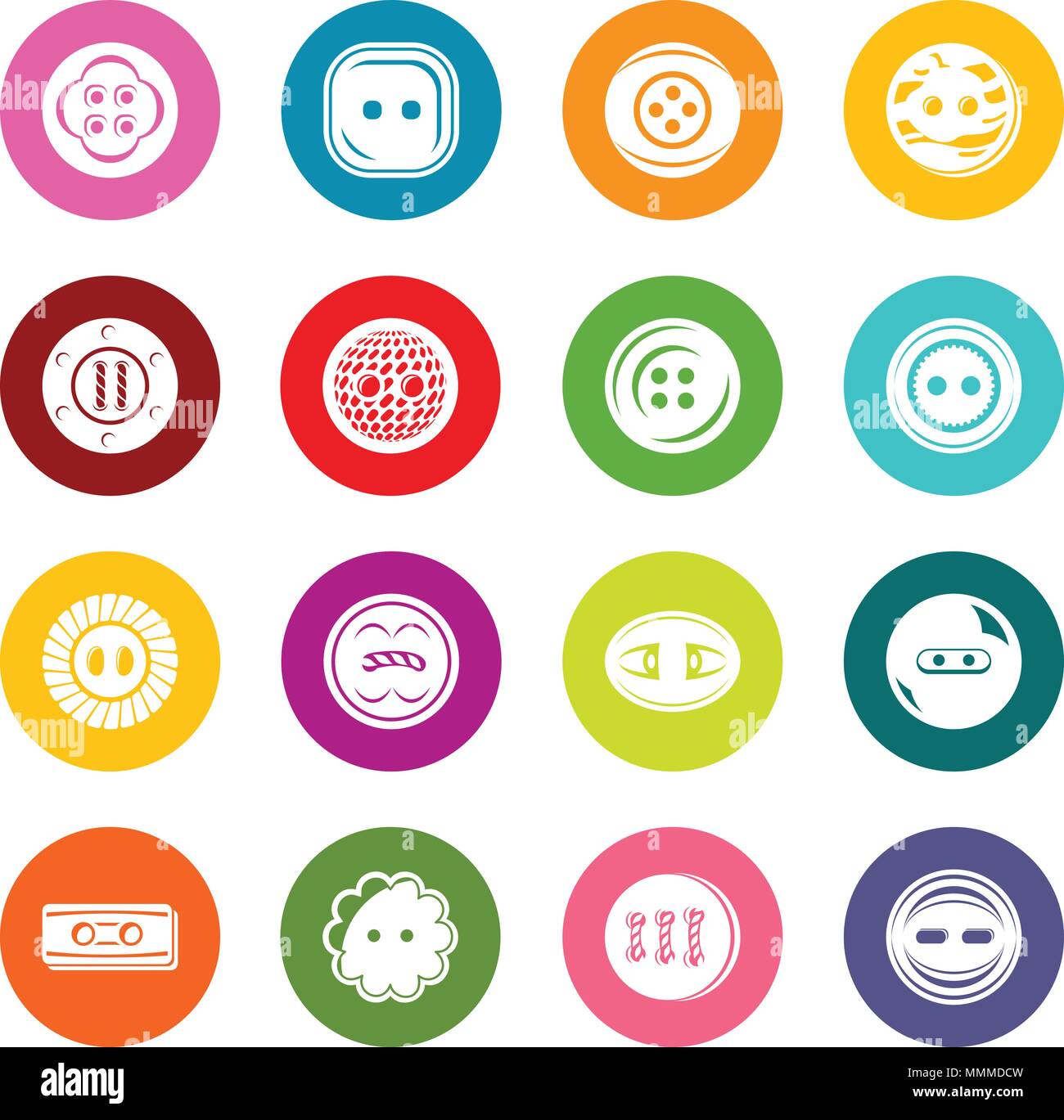 Clothes button icons set colorful circles vector Stock Vector Image ...