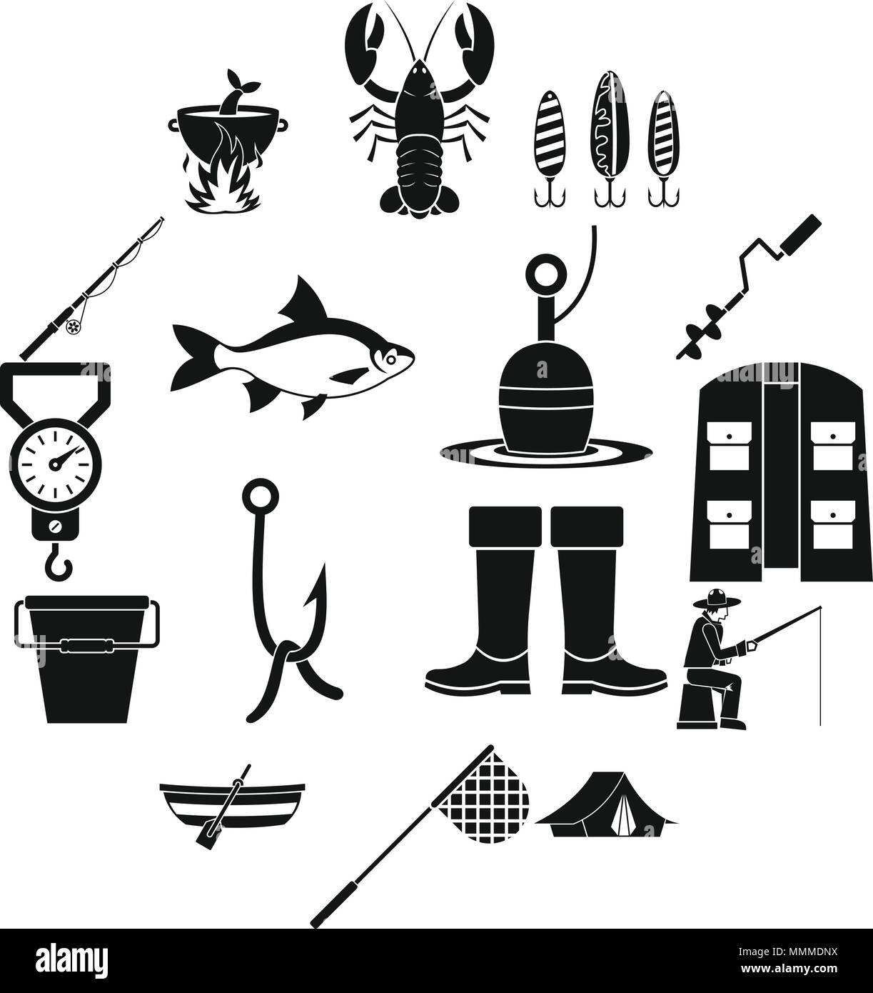 Fishing tools icons set, simple style Stock Vector Image & Art - Alamy