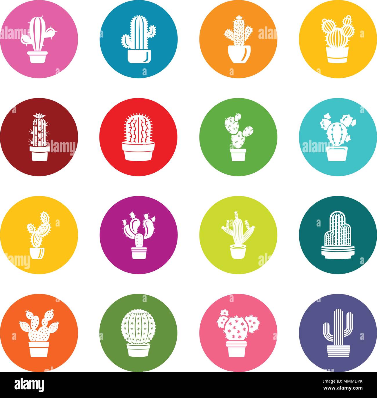 Cactus icons set colorful circles vector Stock Vector Image & Art - Alamy