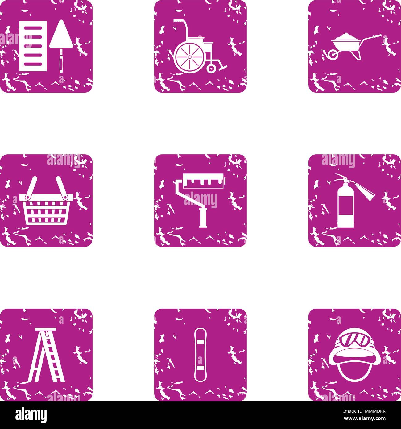 Refit icons set, grunge style Stock Vector