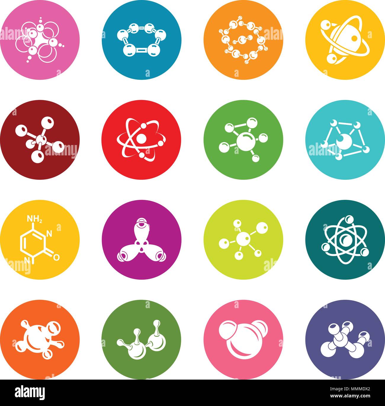 Molecule icons set colorful circles vector Stock Vector Image & Art - Alamy