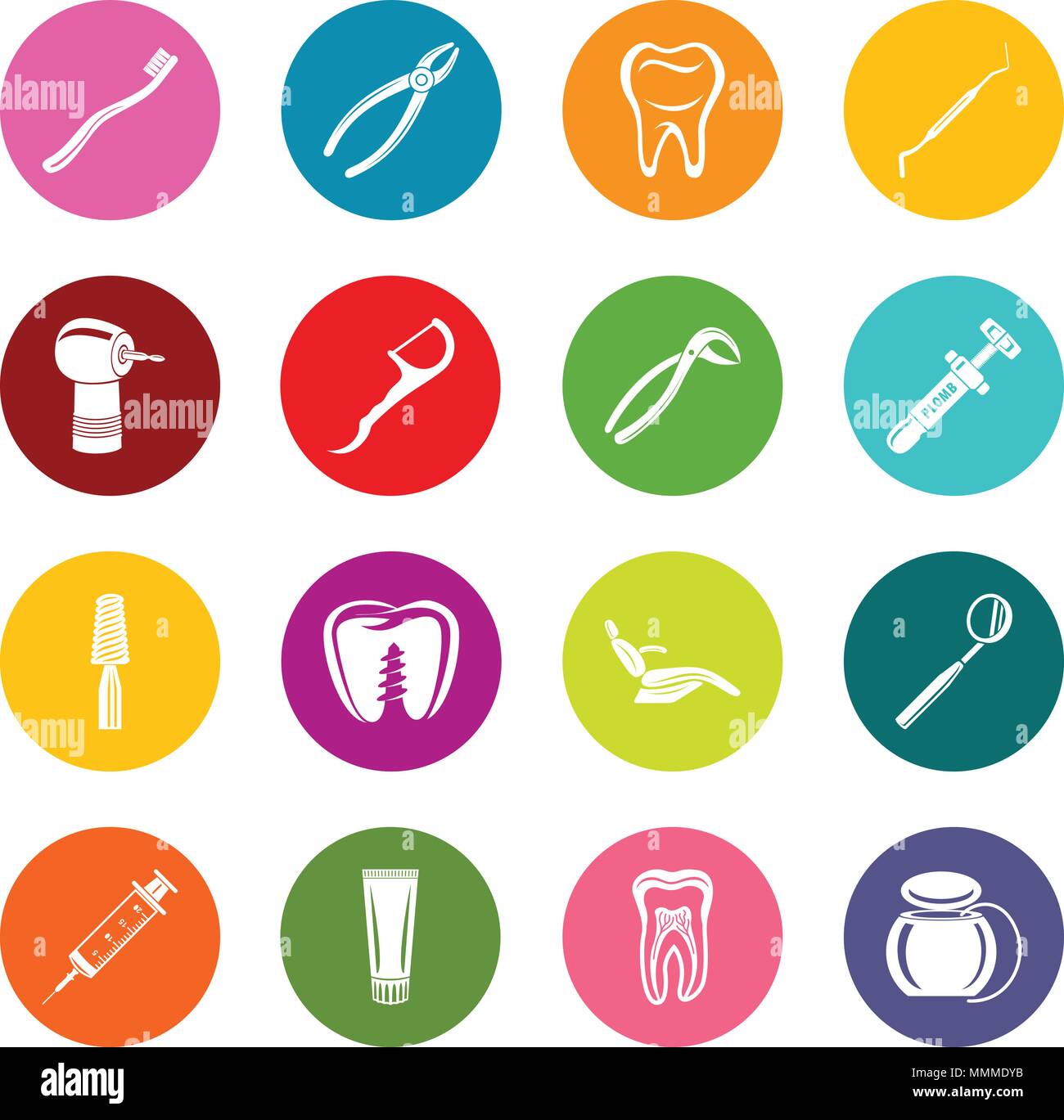 Dentist stomatologist icons set colorful circles vector Stock Vector ...