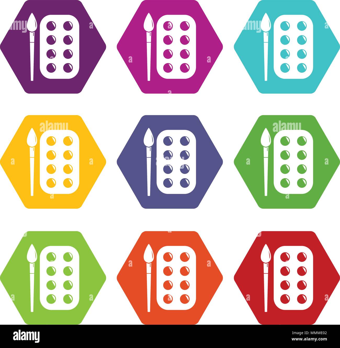 Paint brush palette icons set 9 vector Stock Vector Image & Art - Alamy