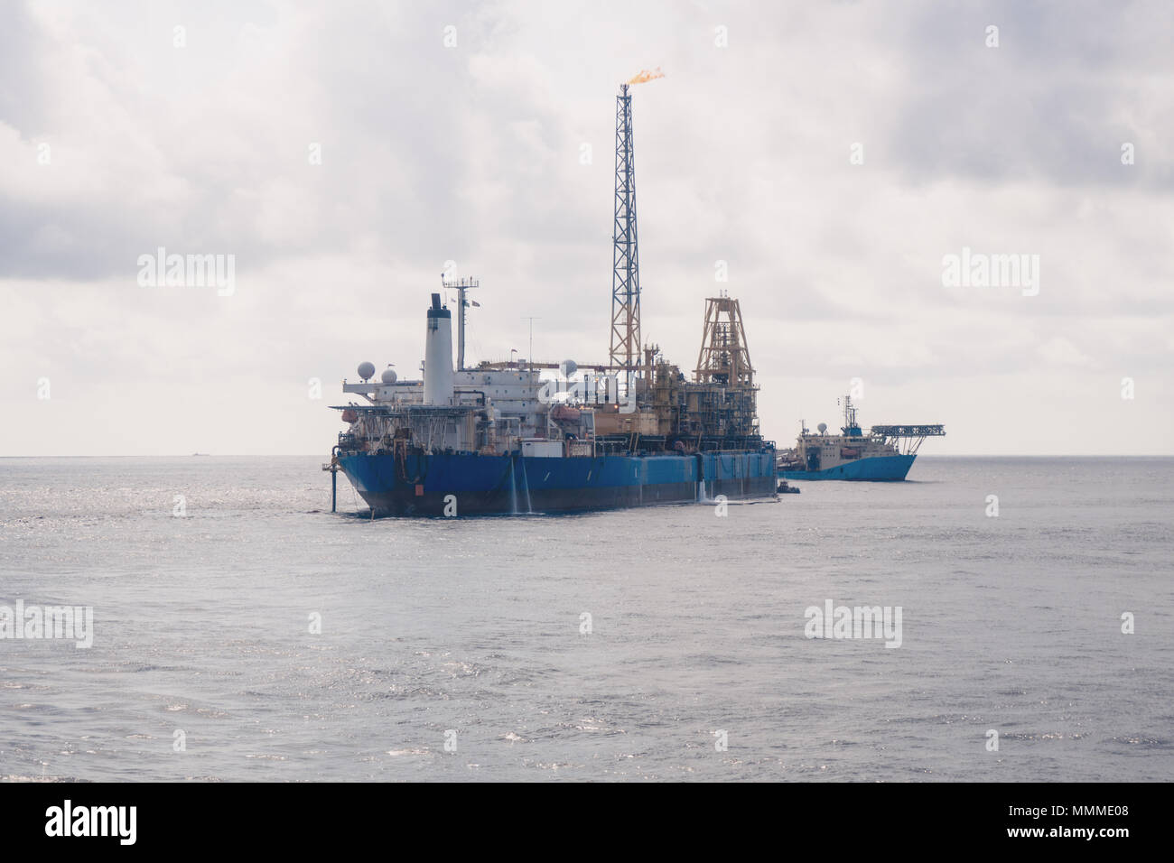 dynamic positioning DP operations near FPSO tanker. Supply fleet job, DSV diving support vessel