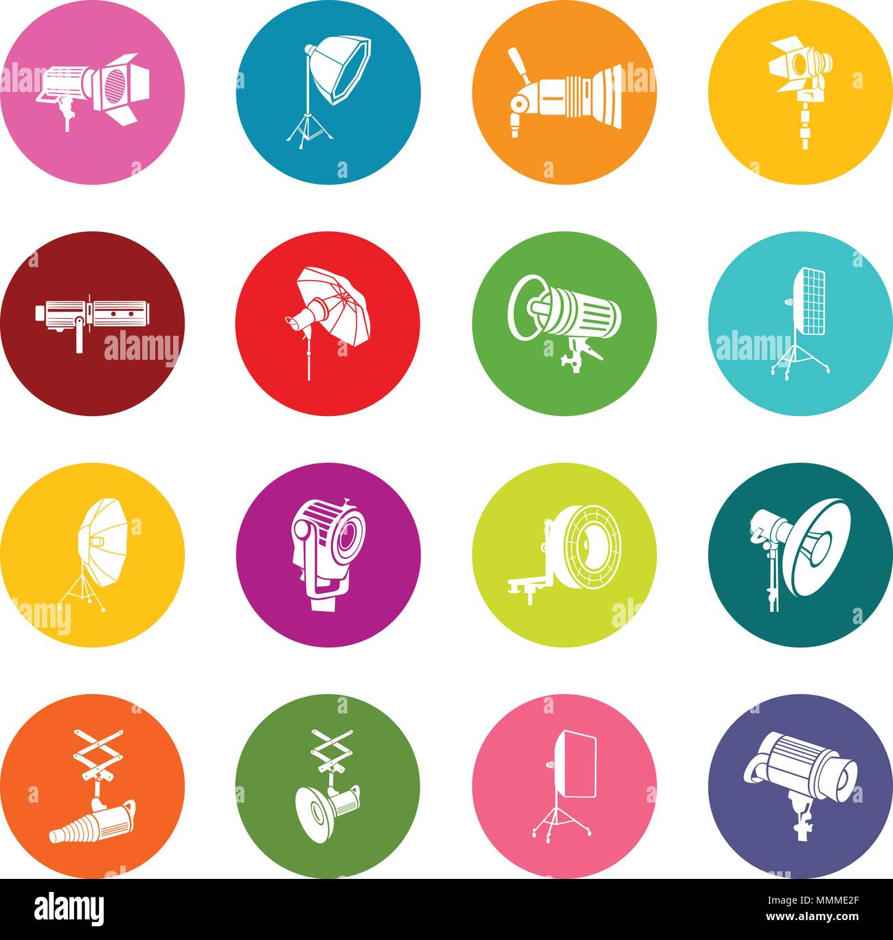 Photography icons set colorful circles vector Stock Vector Image & Art ...
