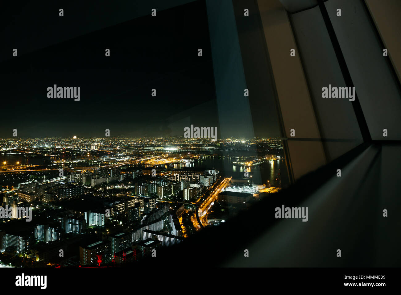 Night view of Osaka city from Cosmo tower in Japan Stock Photo