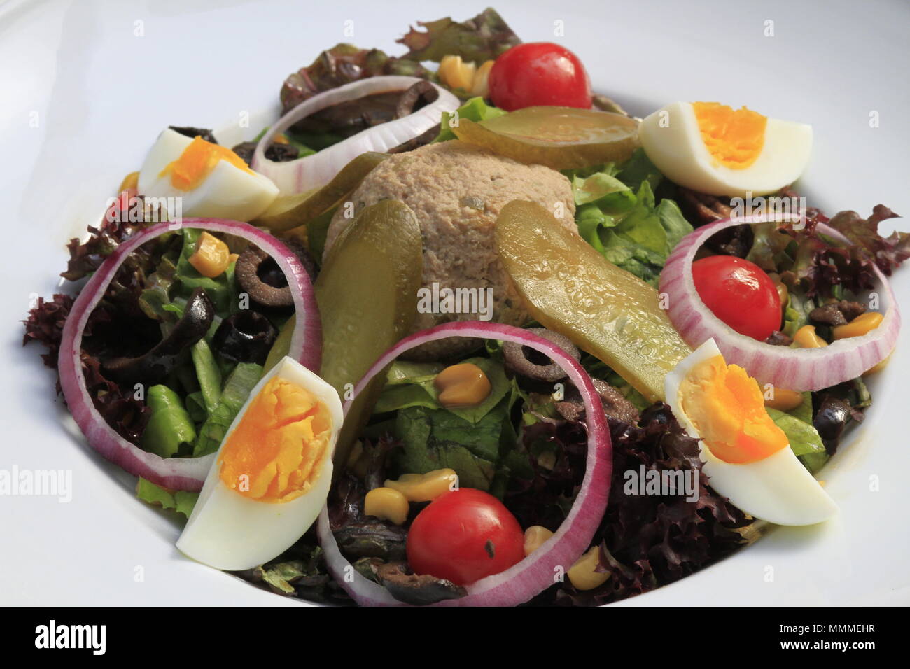 healthy organic tuna fish egg salad Stock Photo - Alamy