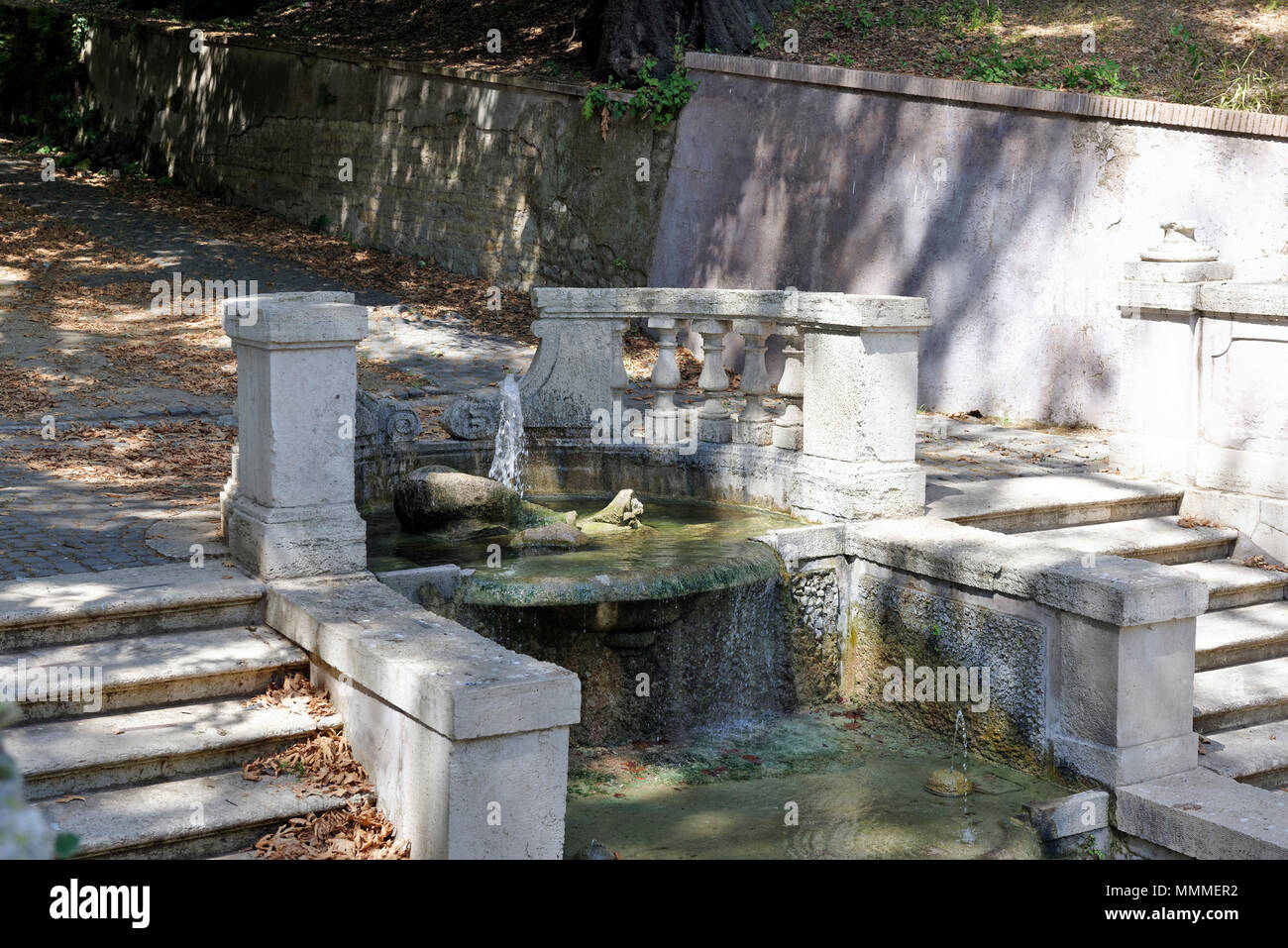 Upper level of the monumental staircase with the fountain of eleven