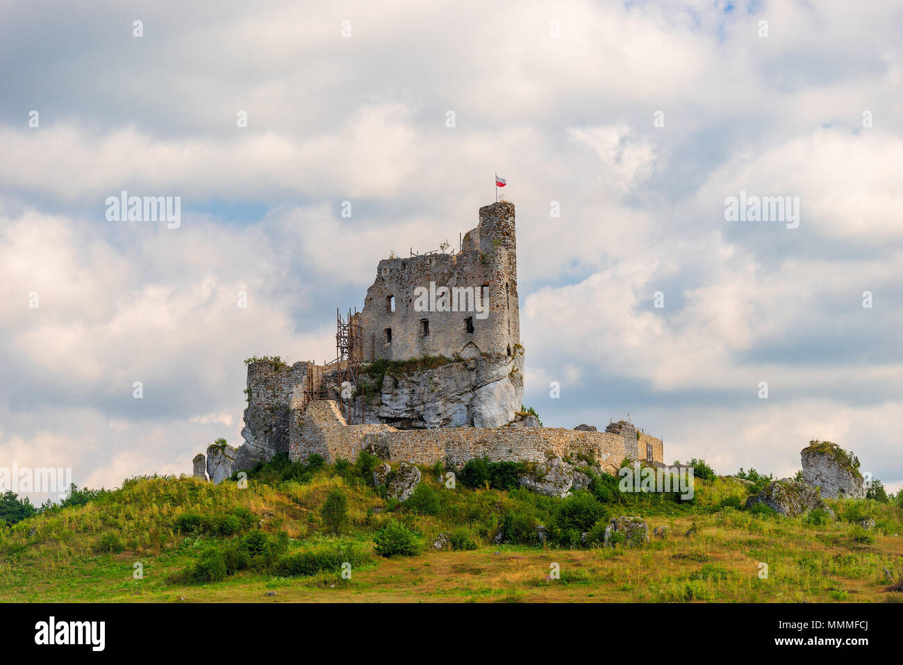 view of the beautiful ruined castle in Mirow, Poland Stock Photo