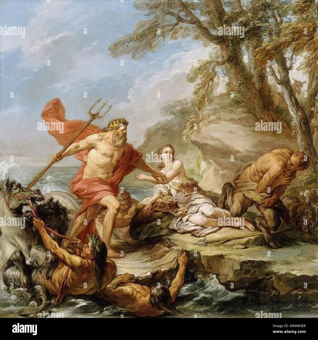 Neptune and Amymone. 18th century.   Charles-André van Loo  (1705–1765)     Alternative names Carle van Loo  Description French painter  Date of birth/death 15 February 1705 15 July 1765  Location of birth/death Nice Paris  Work location Rome, Turin, Paris  Authority control  : Q686597 VIAF:?89002333 ISNI:?0000 0001 2142 9250 ULAN:?500017868 LCCN:?n82108684 WGA:?LOO, Carle van WorldCat Carle van Loo - Neptune and Amymone Stock Photo