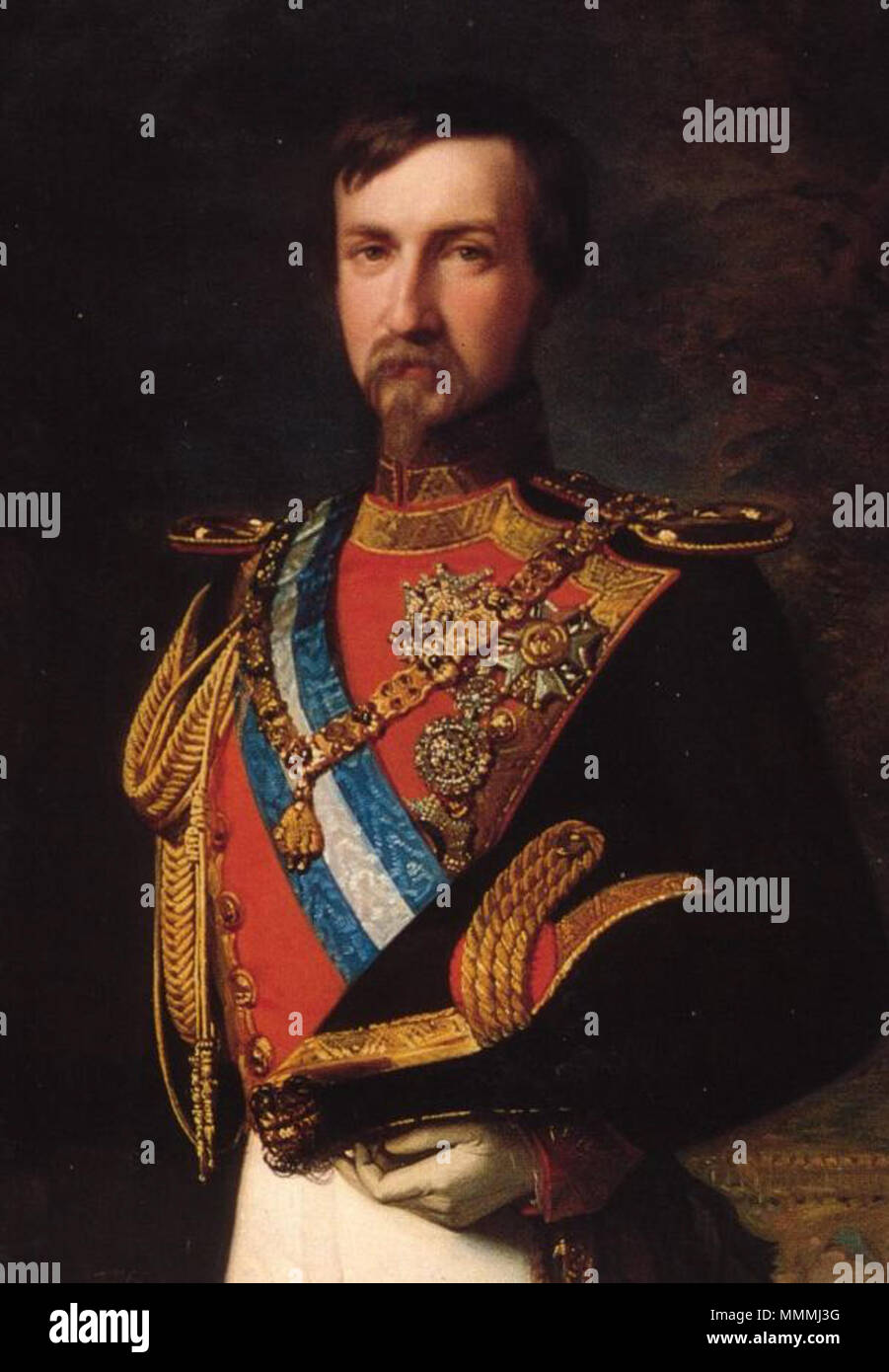 . Español: Retrato de Antonio de Orleans, duque de Montpensier e infante de España (1824-1890). Era hijo del rey Luis Felipe I de Francia y de María Amelia de Borbón-Dos Sicilias, y contrajo matrimonio con la infanta Luisa Fernanda de Borbón, hija del rey Fernando VII de España y hermana de la reina Isabel II, que concedió al duque de Montpensier el título de infante de España.  . 19th century. Unknown Antonio de Orleans, duque de Montpensier (1824-1890) Stock Photo