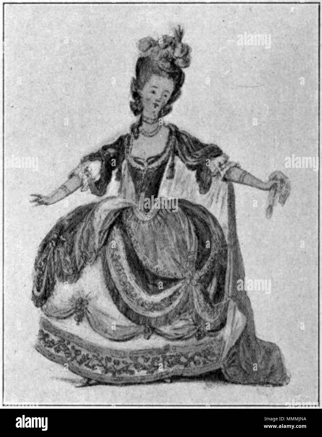 English: The costume of Chlytemnestra, as worn by Elisabet Olin. Picture  published in Volume 1 (of 8) of Nils Personne's history of Swedish theatre.  Svenska: Elisabet Olins kostym som Klytemnestra. Bild