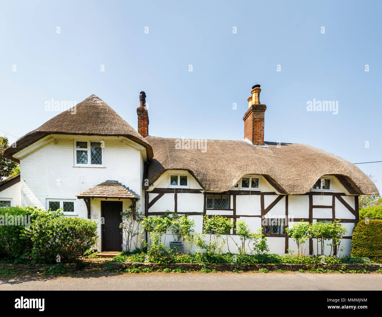 Attractive white timbered thatched cottage in local style, East