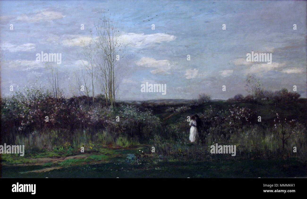 Spring Landscape. 1862. 1862 Daubigny Fruehlingslandschaft anagoria Stock Photo