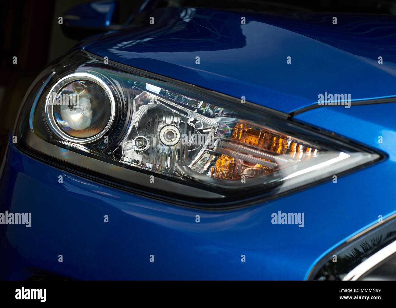 Closeup of car headlight. Clean polished car led light Stock Photo Alamy